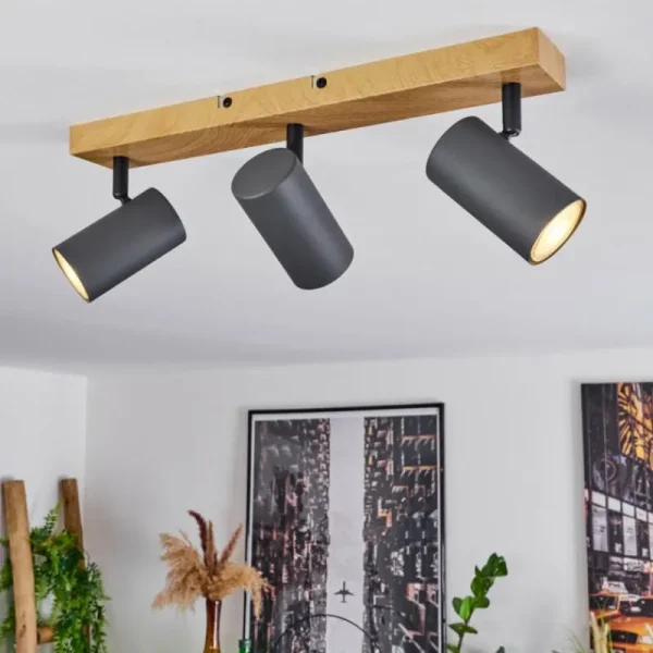 hofstein Plafonnier Javel Couleur bois, Noir, 3 lumières* Lampes Modernes