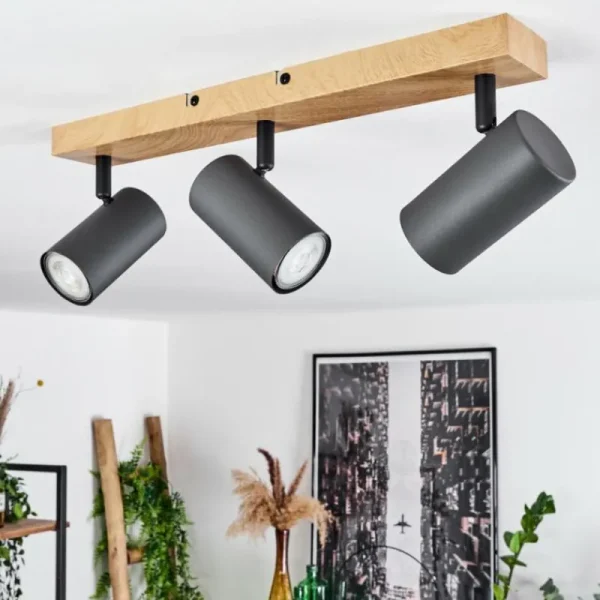 hofstein Plafonnier Javel Couleur bois, Noir, 3 lumières* Lampes Modernes