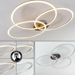 hofstein Plafonnier Johsa LED Nickel mat, Argenté, 3 lumières* Lampes Modernes