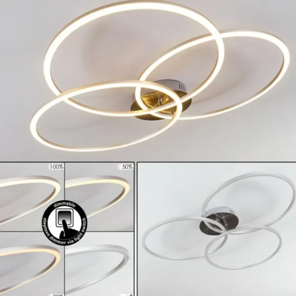 hofstein Plafonnier Johsa LED Nickel mat, Argenté, 3 lumières* Lampes Modernes