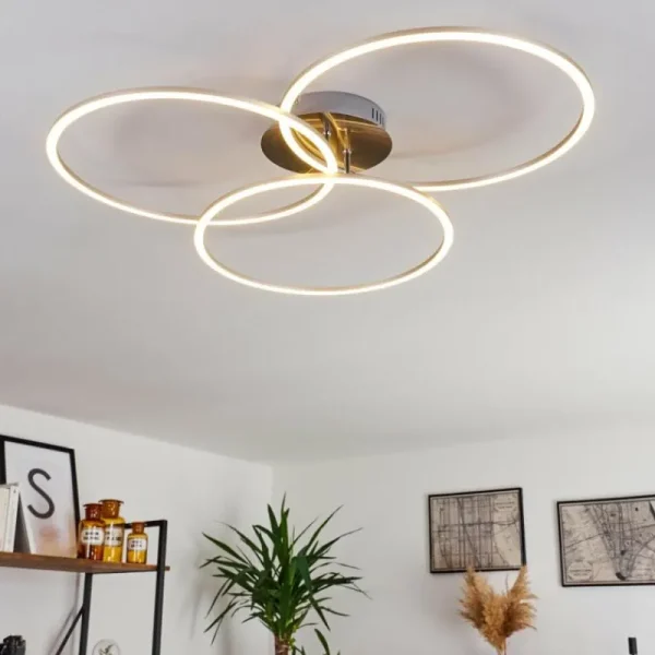 hofstein Plafonnier Johsa LED Nickel mat, Argenté, 3 lumières* Lampes Modernes