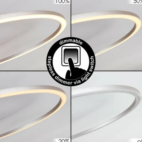 hofstein Plafonnier Johsa LED Nickel mat, Argenté, 3 lumières* Lampes Modernes