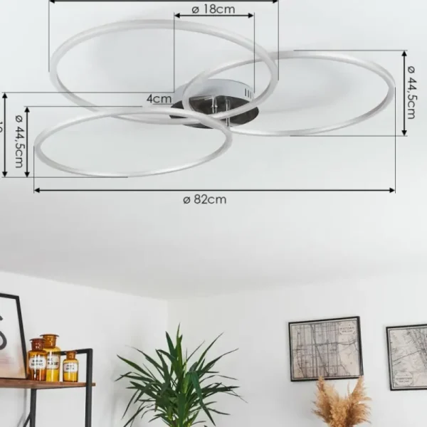hofstein Plafonnier Johsa LED Nickel mat, Argenté, 3 lumières* Lampes Modernes