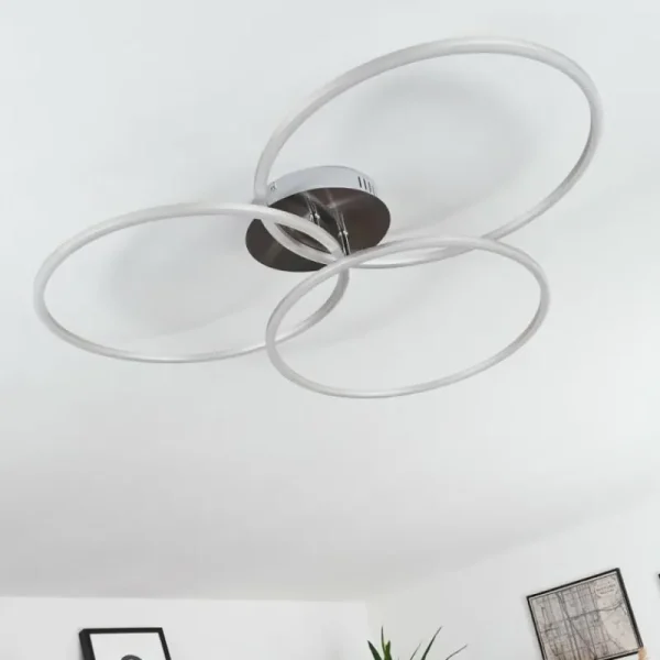 hofstein Plafonnier Johsa LED Nickel mat, Argenté, 3 lumières* Lampes Modernes