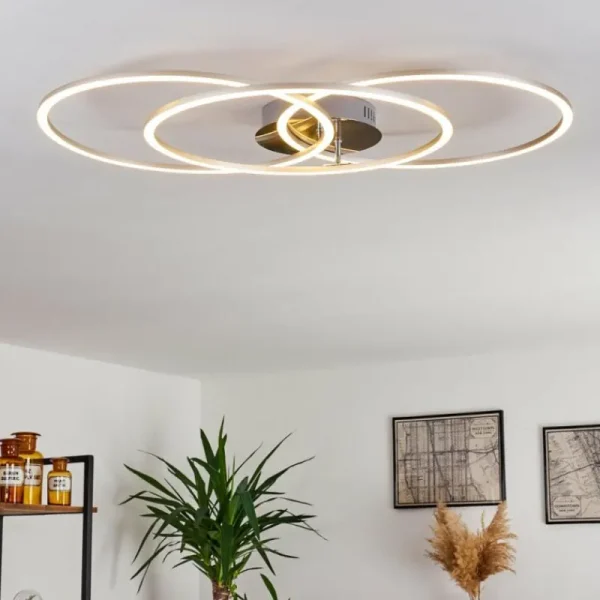 hofstein Plafonnier Johsa LED Nickel mat, Argenté, 3 lumières* Lampes Modernes