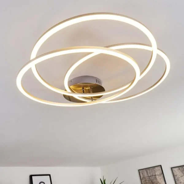 hofstein Plafonnier Johsa LED Nickel mat, Argenté, 3 lumières* Lampes Modernes