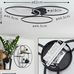 hofstein Plafonnier Johsa LED Noir, 3 lumières* Lampes Modernes