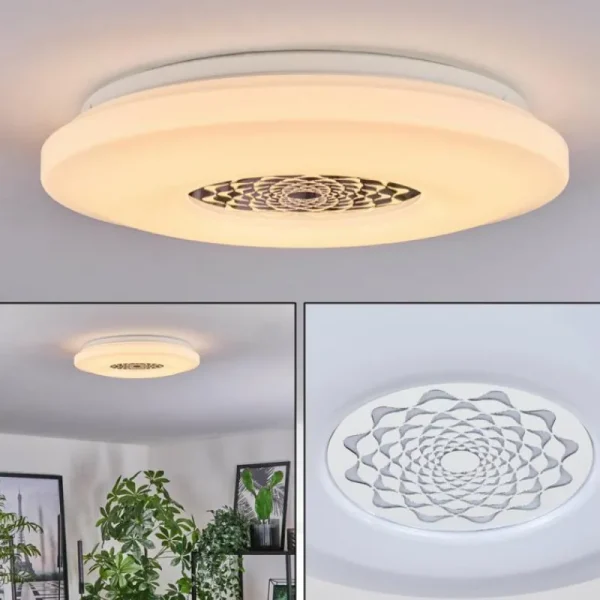 hofstein Plafonnier Kaas LED Chrome, Blanc, 1 lumière* Lampes Modernes