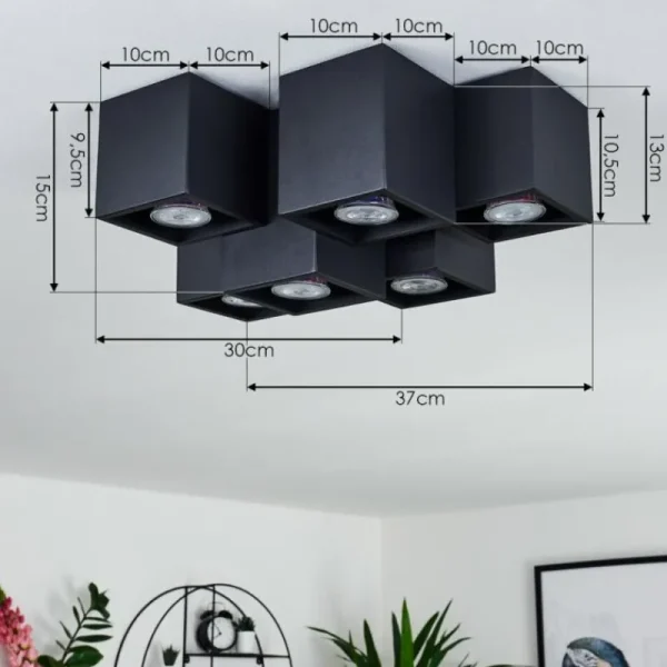 hofstein Plafonnier Karaka Noir, 6 lumières* Lampes Modernes