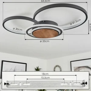 hofstein Plafonnier Kassambene LED Anthracite, Écru, 1 lumière* Lampes Modernes