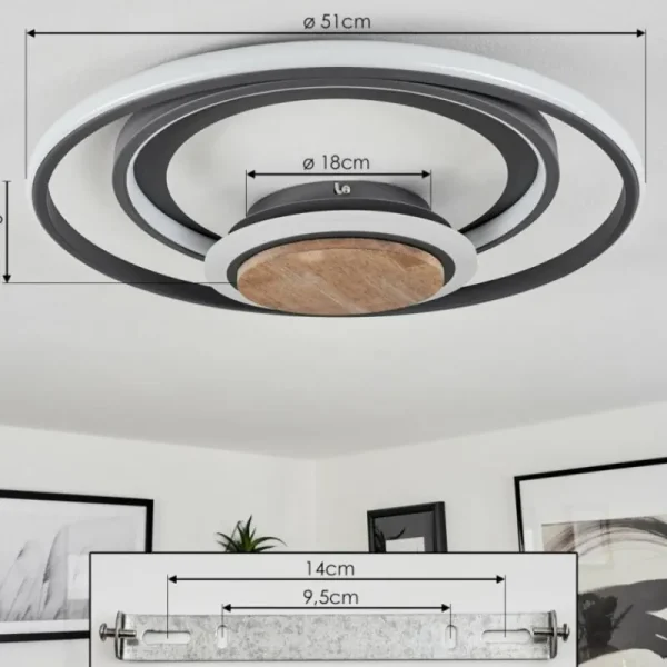 hofstein Plafonnier Kassambene LED Anthracite, Écru, 1 lumière* Lampes Modernes