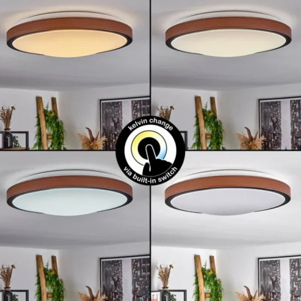 hofstein Plafonnier Kelva LED Brun, Noir, Blanc, 1 lumière* Lampes Modernes