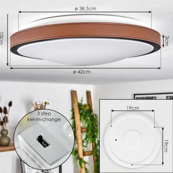 hofstein Plafonnier Kelva LED Brun, Noir, Blanc, 1 lumière* Lampes Modernes