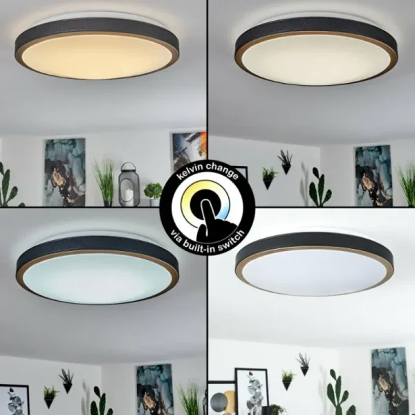 hofstein Plafonnier Kelva LED Vieux laiton, Noir, Blanc, 1 lumière* Lampes Modernes