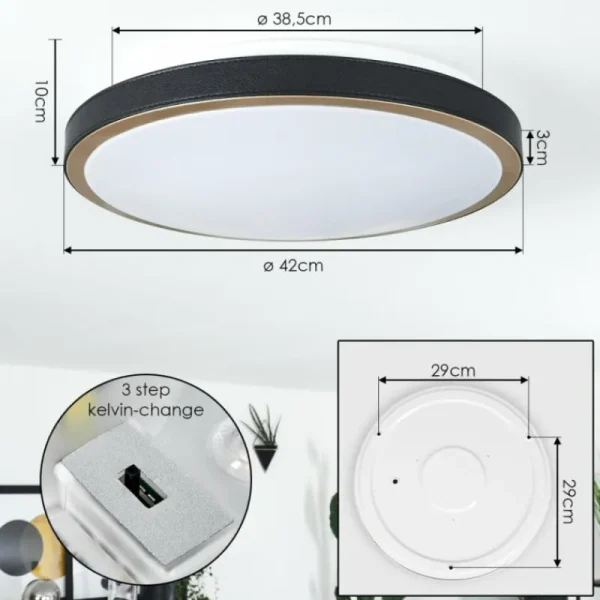 hofstein Plafonnier Kelva LED Vieux laiton, Noir, Blanc, 1 lumière* Lampes Modernes