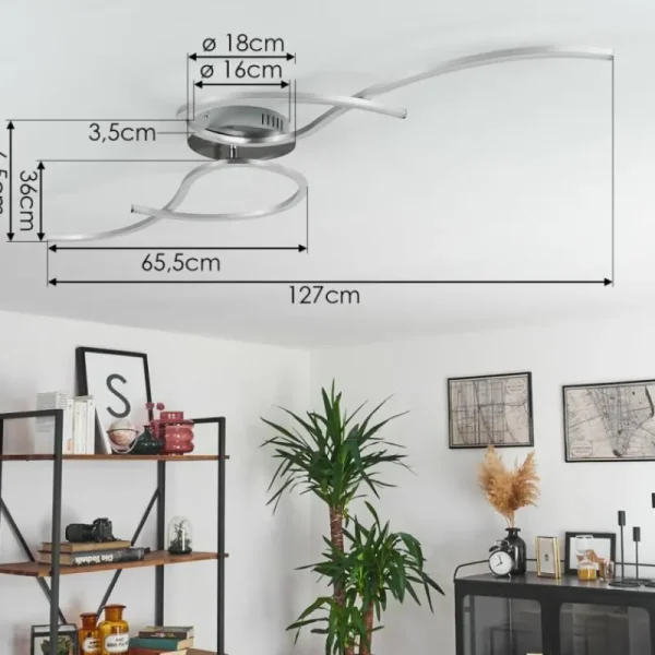 hofstein Plafonnier Kereita LED Nickel mat, 1 lumière* Lampes Modernes