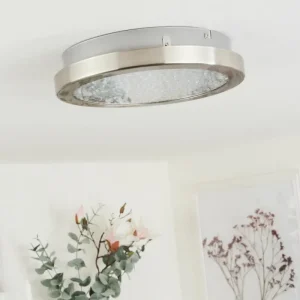 hofstein Plafonnier Kerns LED Nickel mat, 1 lumière* Lampes En Verre
