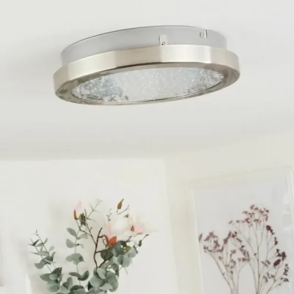 hofstein Plafonnier Kerns LED Nickel mat, 1 lumière* Lampes En Verre