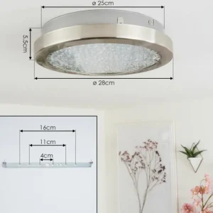 hofstein Plafonnier Kerns LED Nickel mat, 1 lumière* Lampes En Verre