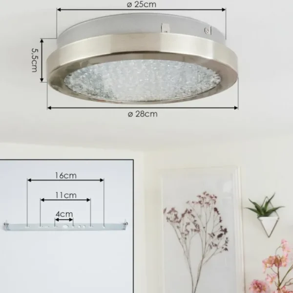 hofstein Plafonnier Kerns LED Nickel mat, 1 lumière* Lampes En Verre