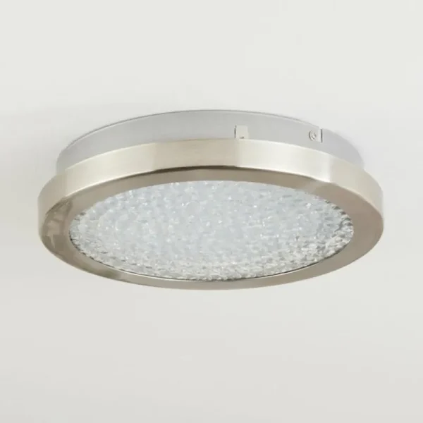 hofstein Plafonnier Kerns LED Nickel mat, 1 lumière* Lampes En Verre