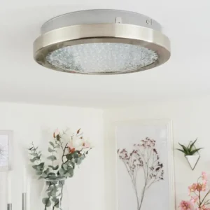 hofstein Plafonnier Kerns LED Nickel mat, 1 lumière* Lampes En Verre