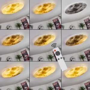 hofstein Plafonnier Keru LED Blanc, 1 lumière, Télécommandes* Lampes Modernes
