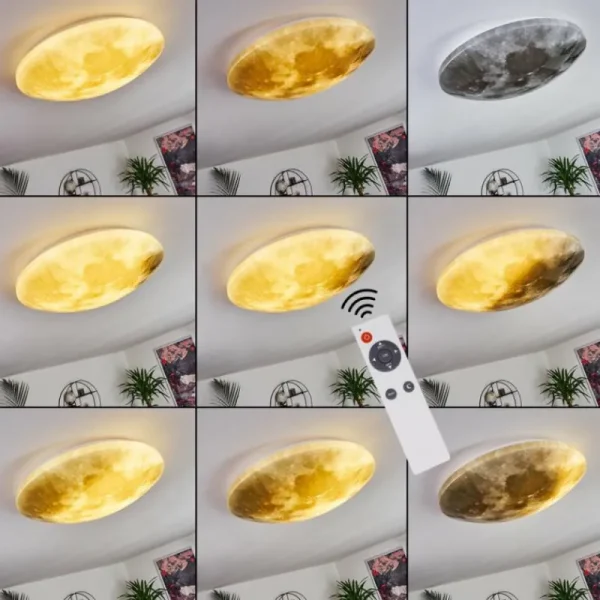 hofstein Plafonnier Keru LED Blanc, 1 lumière, Télécommandes* Lampes Modernes