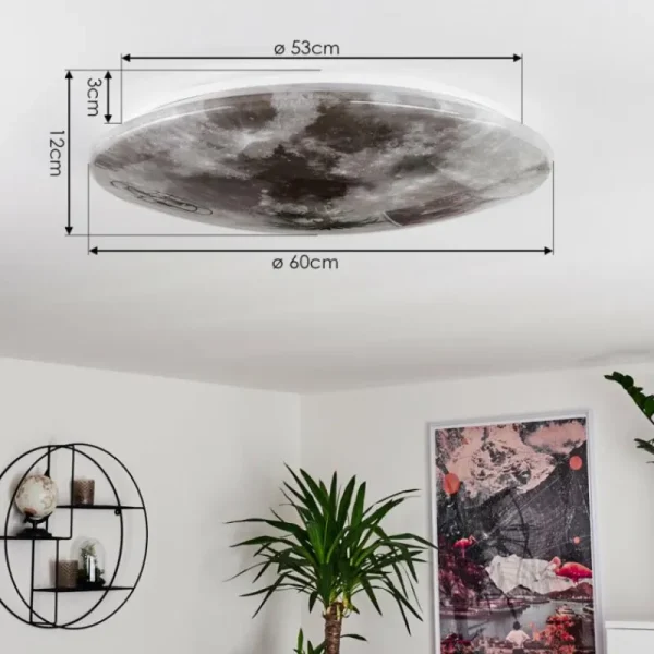hofstein Plafonnier Keru LED Blanc, 1 lumière, Télécommandes* Lampes Modernes
