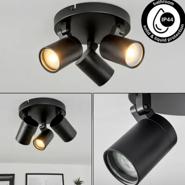 hofstein Plafonnier Khnar Noir, 3 lumières* Lampes En Verre