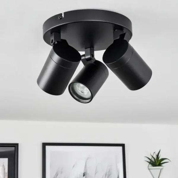hofstein Plafonnier Khnar Noir, 3 lumières* Lampes En Verre