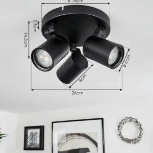 hofstein Plafonnier Khnar Noir, 3 lumières* Lampes En Verre