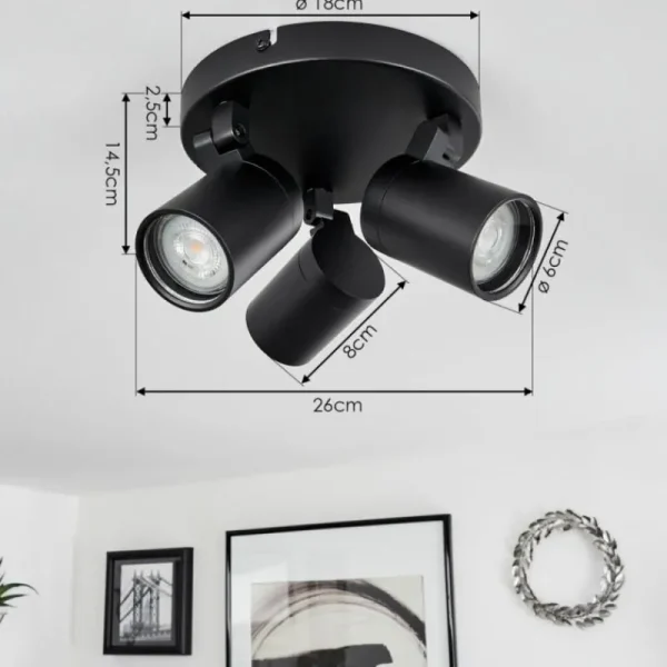 hofstein Plafonnier Khnar Noir, 3 lumières* Lampes En Verre
