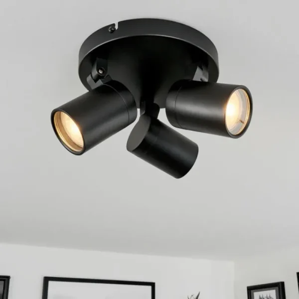 hofstein Plafonnier Khnar Noir, 3 lumières* Lampes En Verre