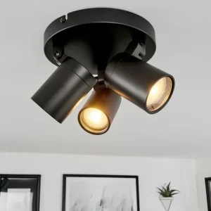 hofstein Plafonnier Khnar Noir, 3 lumières* Lampes En Verre