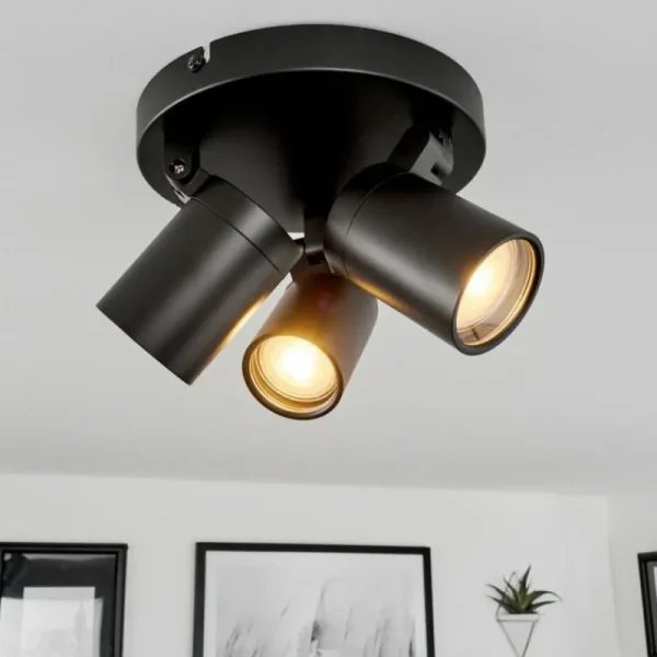 hofstein Plafonnier Khnar Noir, 3 lumières* Lampes En Verre