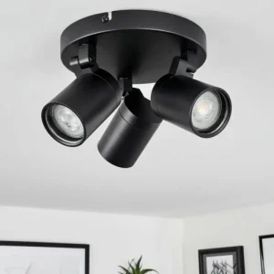hofstein Plafonnier Khnar Noir, 3 lumières* Lampes En Verre