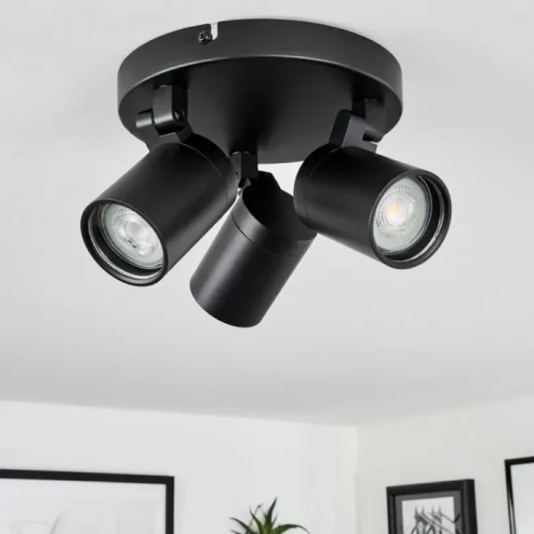 hofstein Plafonnier Khnar Noir, 3 lumières* Lampes En Verre