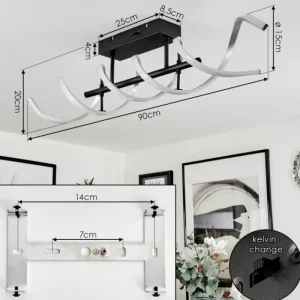 hofstein Plafonnier Khovet LED Noir, 1 lumière* Lampes Modernes