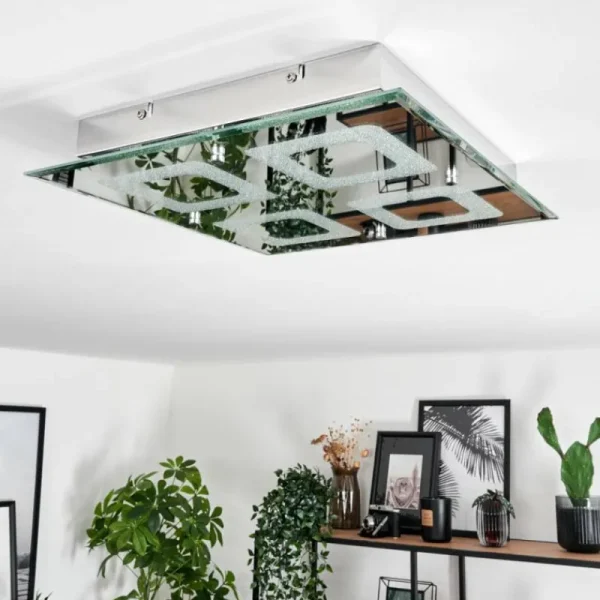 hofstein Plafonnier Kingsta LED Chrome, 1 lumière* Lampes En Verre
