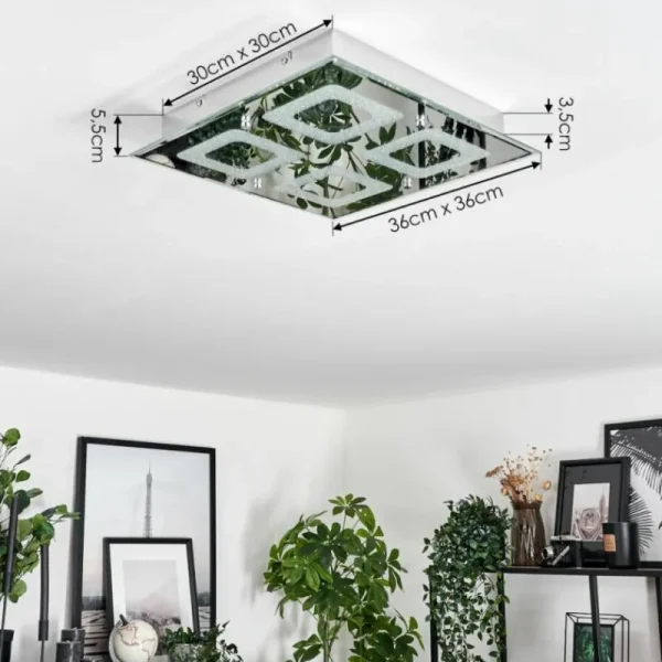 hofstein Plafonnier Kingsta LED Chrome, 1 lumière* Lampes En Verre