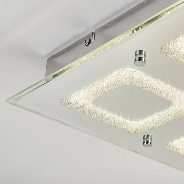 hofstein Plafonnier Kingsta LED Chrome, 1 lumière* Lampes En Verre