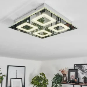 hofstein Plafonnier Kingsta LED Chrome, 1 lumière* Lampes En Verre
