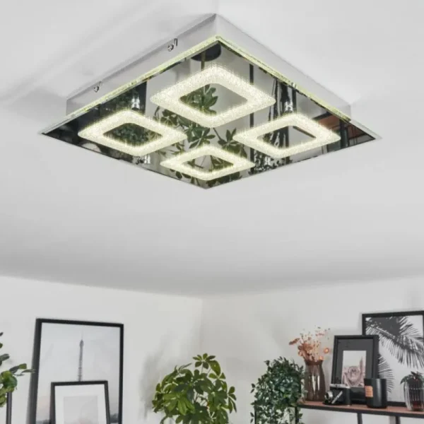 hofstein Plafonnier Kingsta LED Chrome, 1 lumière* Lampes En Verre