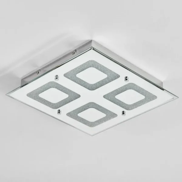 hofstein Plafonnier Kingsta LED Chrome, 1 lumière* Lampes En Verre