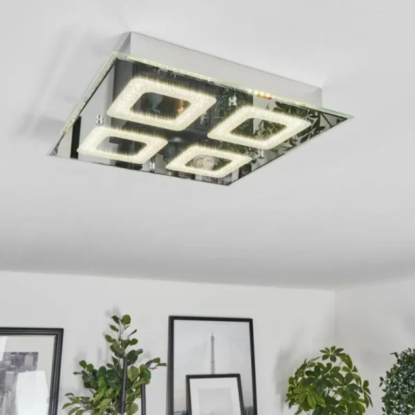 hofstein Plafonnier Kingsta LED Chrome, 1 lumière* Lampes En Verre