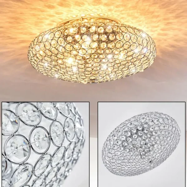 hofstein Plafonnier Klamila Chrome, 3 lumières* Lampes En Verre