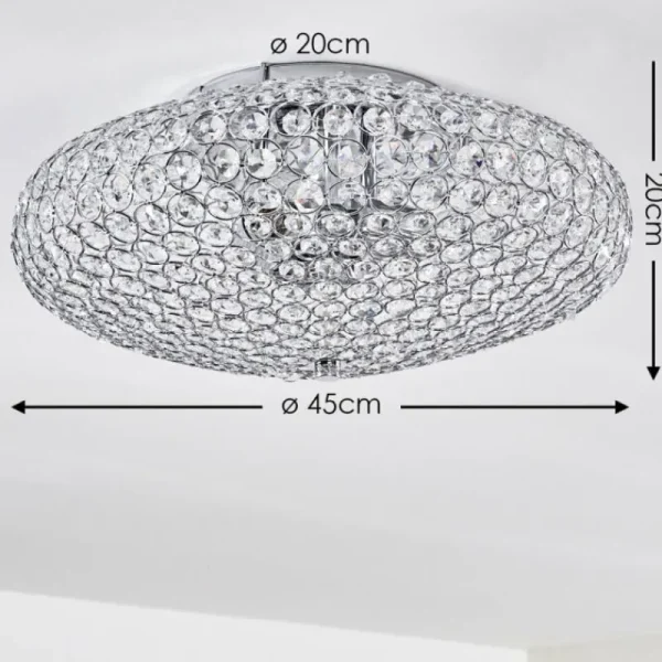 hofstein Plafonnier Klamila Chrome, 3 lumières* Lampes En Verre
