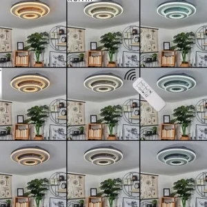 hofstein Plafonnier Kolo LED Gris, Blanc, 1 lumière, Télécommandes* Lampes Modernes