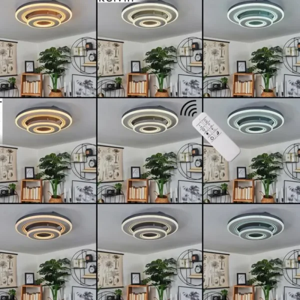 hofstein Plafonnier Kolo LED Gris, Blanc, 1 lumière, Télécommandes* Lampes Modernes